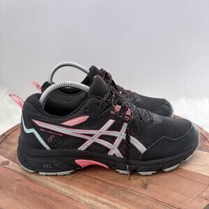 ASICS Gel-Venture 8 Shoes Womens Size 9 Wide Black Pink Trail Running 1012A706